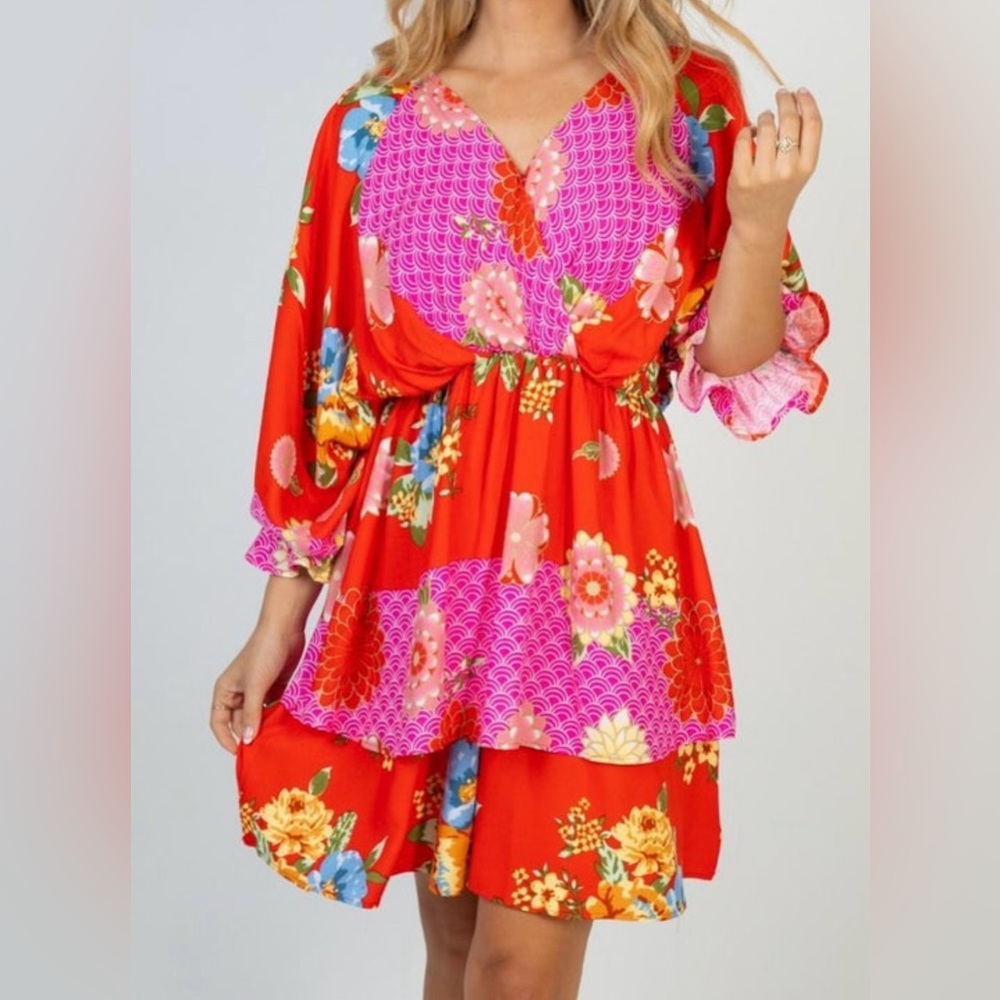 White Birch Floral Dress (S)